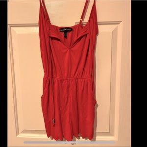 Dark coral/red romper super soft with pockets